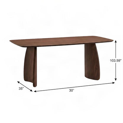 Wood Veneer Scandinavian Dining Table, Rectangle Kitchen Dinner Table, Walnut