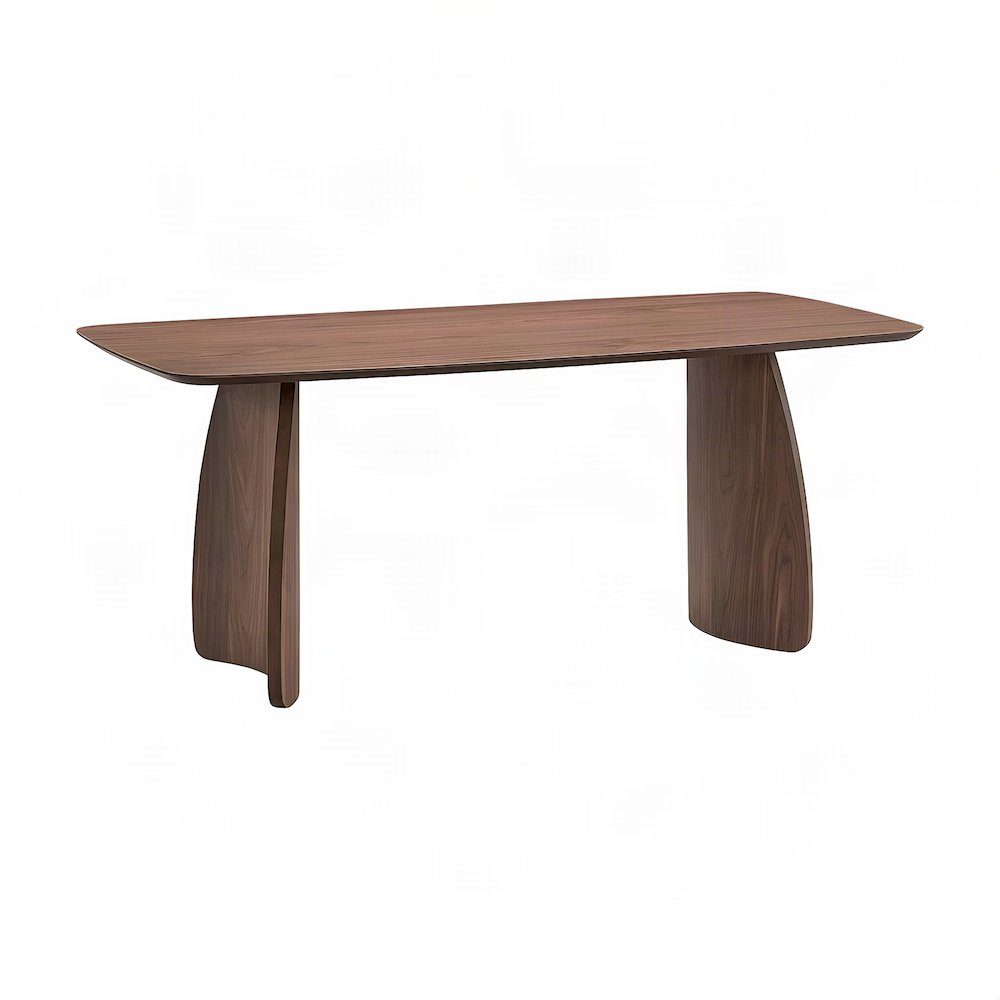 Wood Veneer Scandinavian Dining Table, Rectangle Kitchen Dinner Table, Walnut