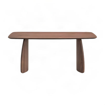 Wood Veneer Scandinavian Dining Table, Rectangle Kitchen Dinner Table, Walnut