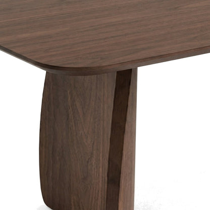 Wood Veneer Scandinavian Dining Table, Rectangle Kitchen Dinner Table, Walnut