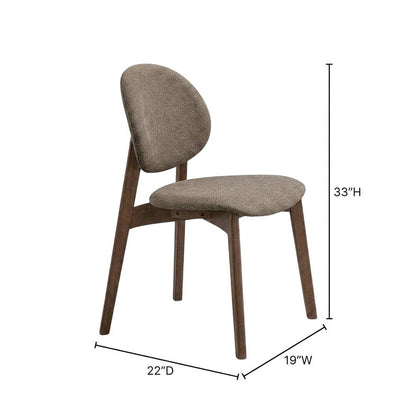 Linen Dining Chairs, Scandinavian Style, Light Brown Linen & Walnut, Set of 2