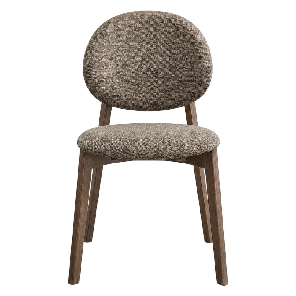 Linen Dining Chairs, Scandinavian Style, Light Brown Linen & Walnut, Set of 2