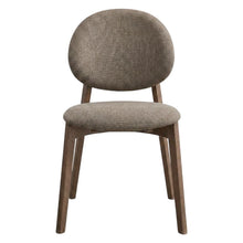 Linen Dining Chairs, Scandinavian Style, Light Brown Linen & Walnut, Set of 2