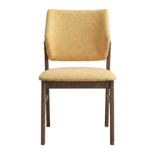 Linen-Upholstered Side Chair with Walnut Legs, Set of 2,Yellow Linen & Walnut, Set of 2