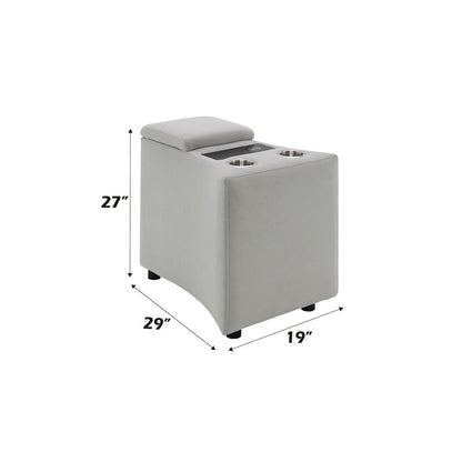 Emee Console w/USB Port , Cup Holder & Wireless Charge Gray Corduroy