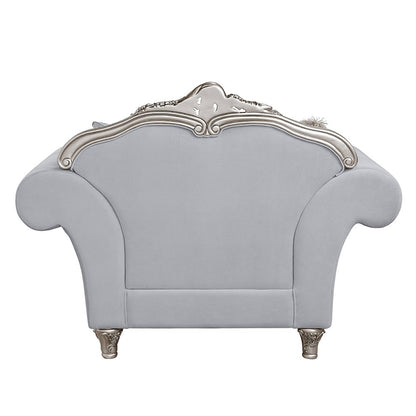 Pelumi Chair w/3 Pillows Light Gray Linen & Platinum