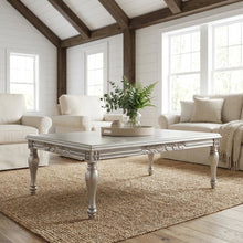Silver Rectangular Coffee Table with Premium Finish Wood Composite Surface