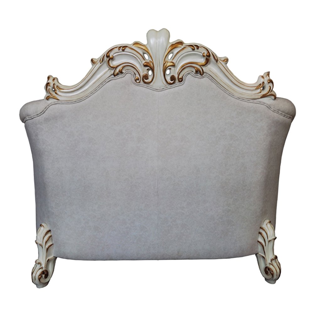 Vendome II Chair w/2 Pillows Two Tone Ivory Fabric & Antique Pearl