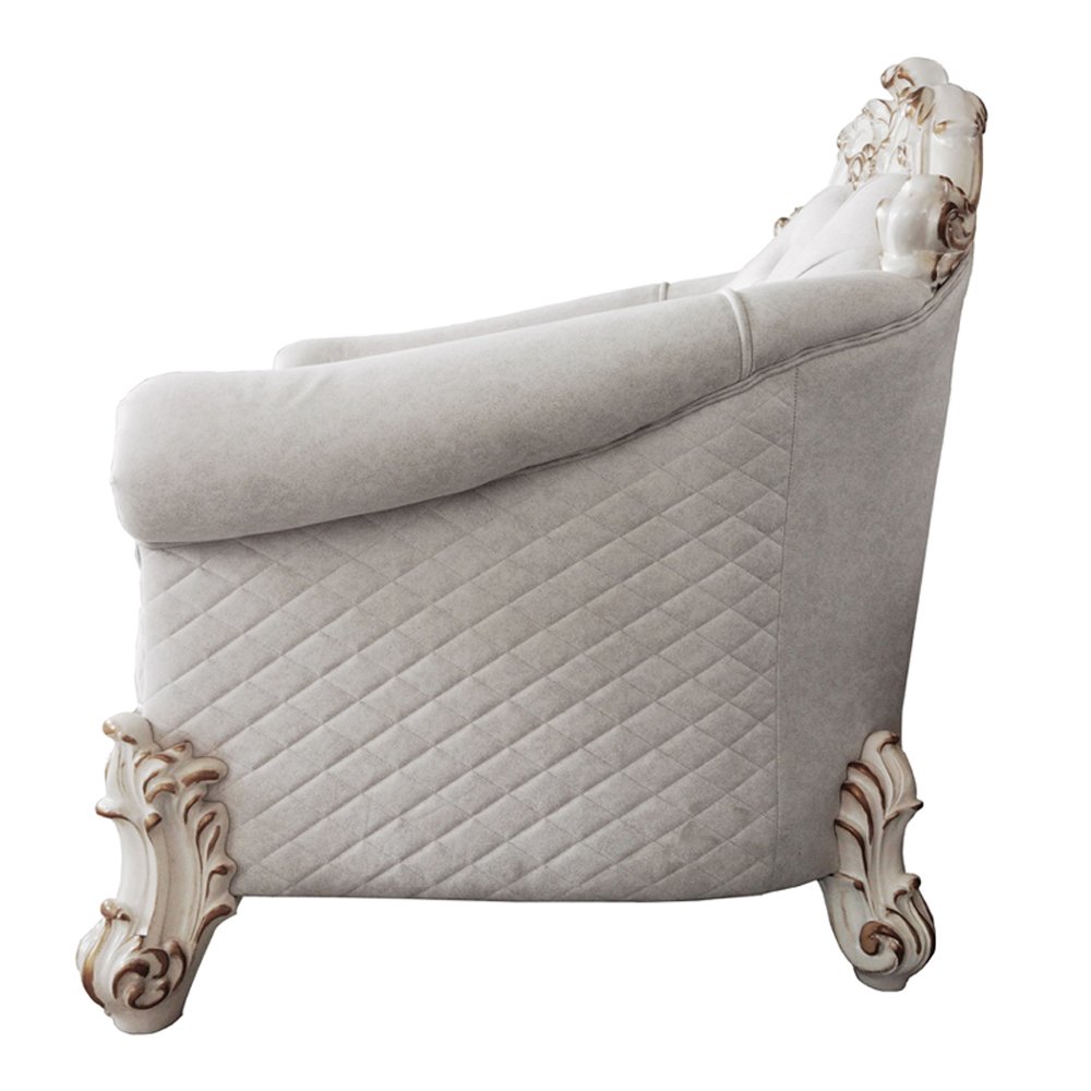 Vendome II Chair w/2 Pillows Two Tone Ivory Fabric & Antique Pearl
