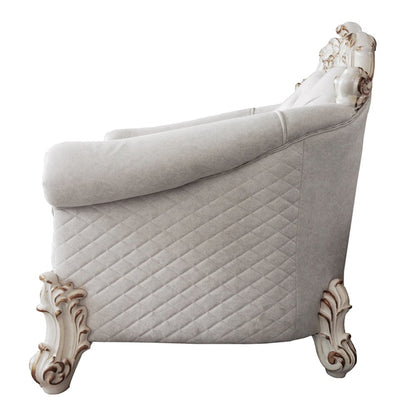 Vendome II Chair w/2 Pillows Two Tone Ivory Fabric & Antique Pearl