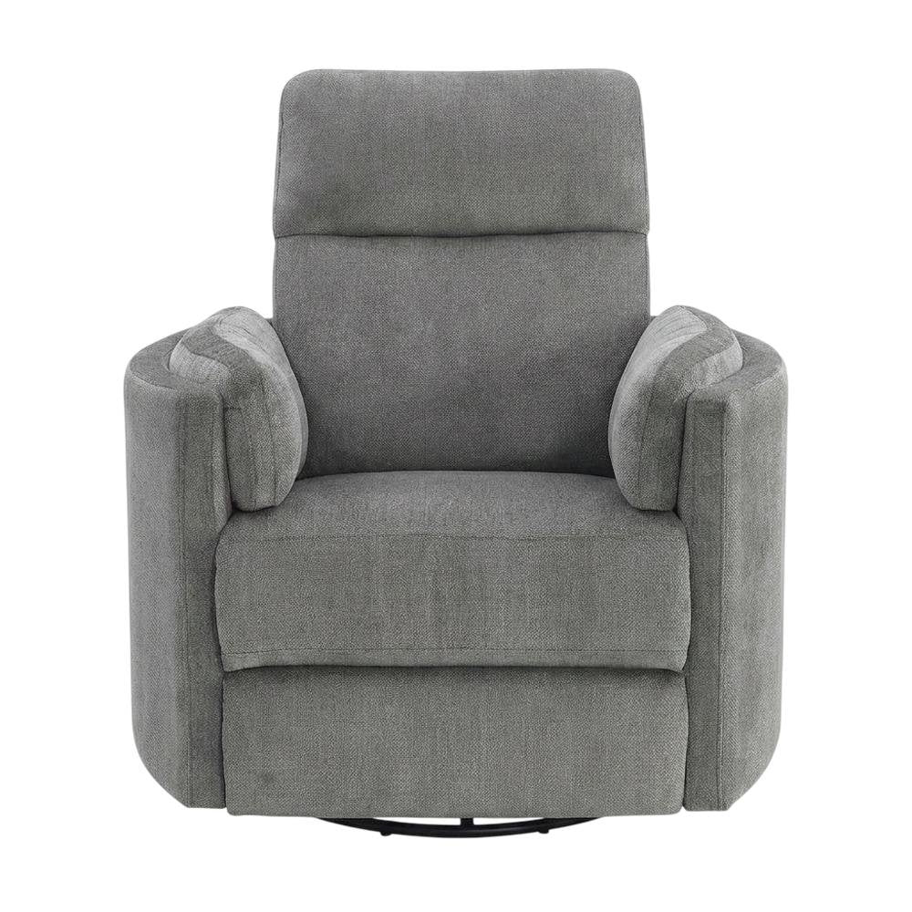 Chenille Glider Recliner with Swivel, Rocker Chair, Charcoal Chenille