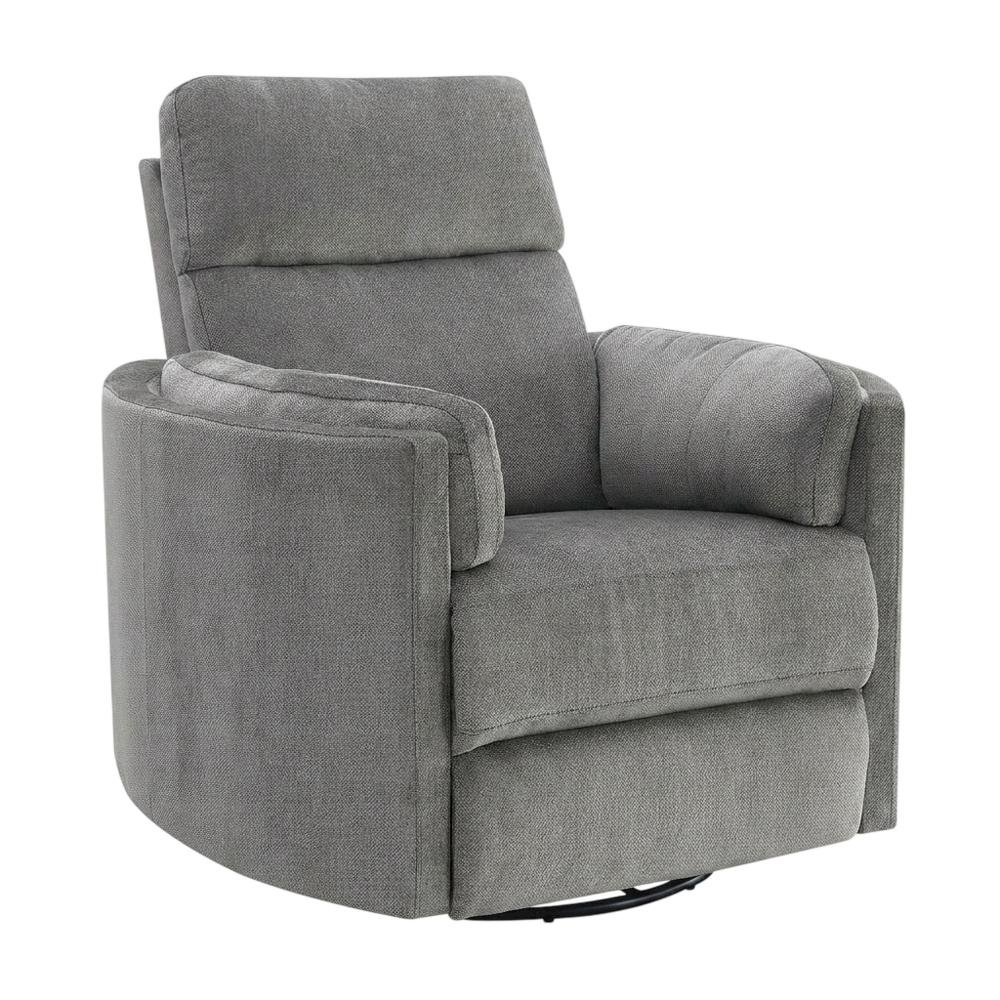 Chenille Glider Recliner with Swivel, Rocker Chair, Charcoal Chenille