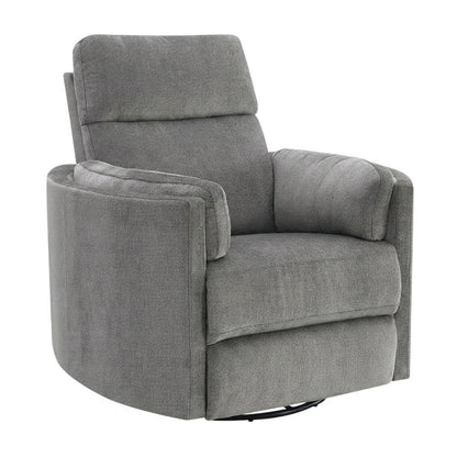 Chenille Glider Recliner with Swivel, Rocker Chair, Charcoal Chenille