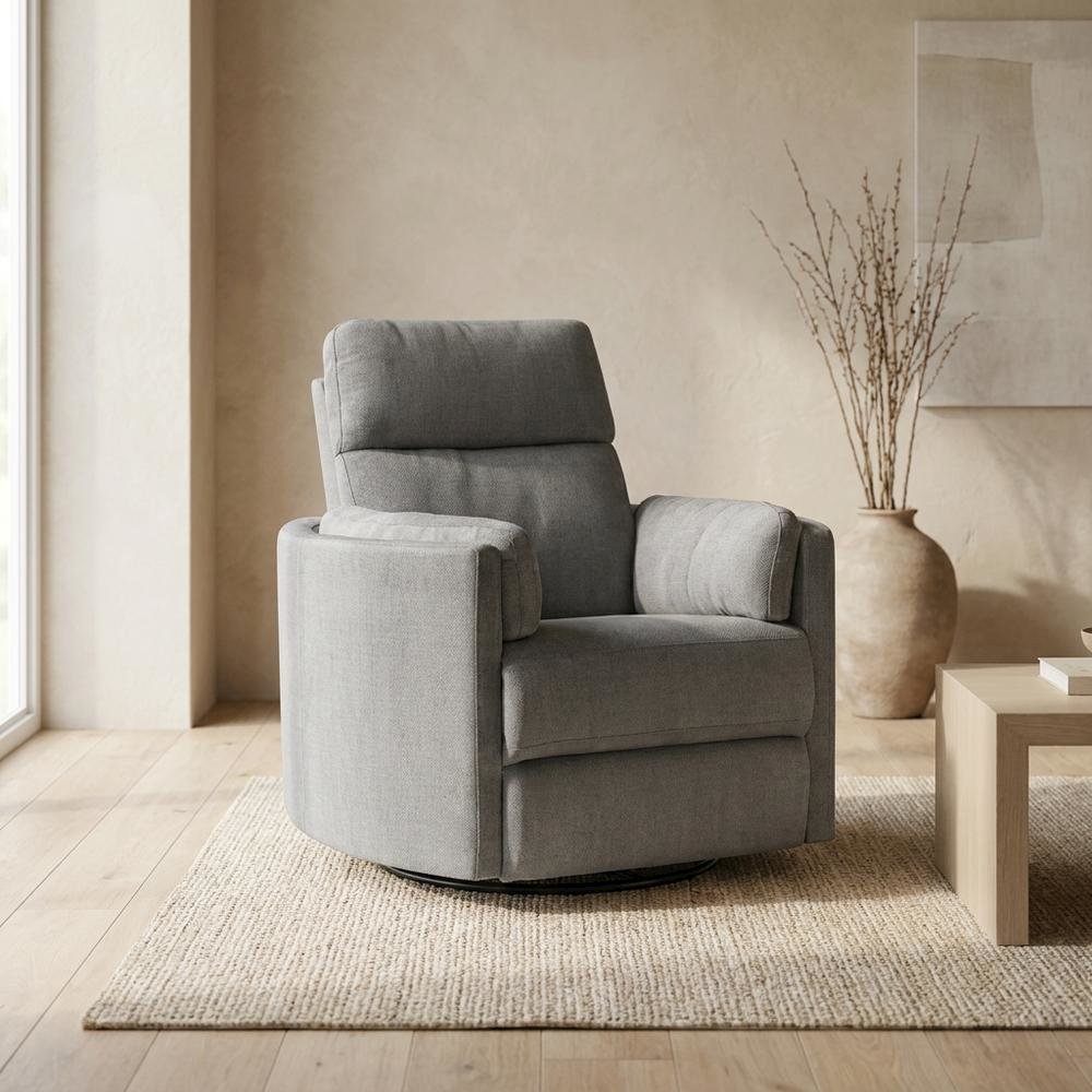 Chenille Glider Recliner with Swivel, Rocker Chair, Charcoal Chenille