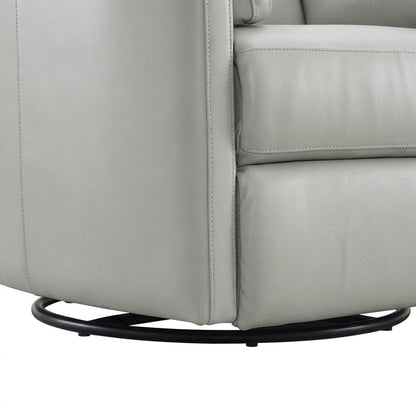 Chenille Glider Recliner with Swivel, Rocker Chair, Gray Leather Aire