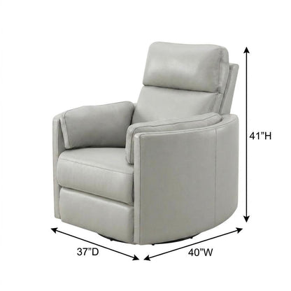 Chenille Glider Recliner with Swivel, Rocker Chair, Gray Leather Aire