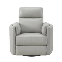 Chenille Glider Recliner with Swivel, Rocker Chair, Gray Leather Aire