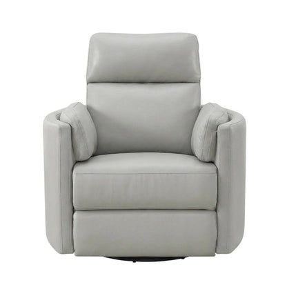 Chenille Glider Recliner with Swivel, Rocker Chair, Gray Leather Aire