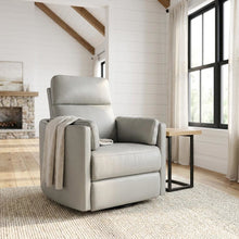 Chenille Glider Recliner with Swivel, Rocker Chair, Gray Leather Aire