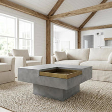 Grey Cement Coffee Table with Weathered Finish and Durable Construction