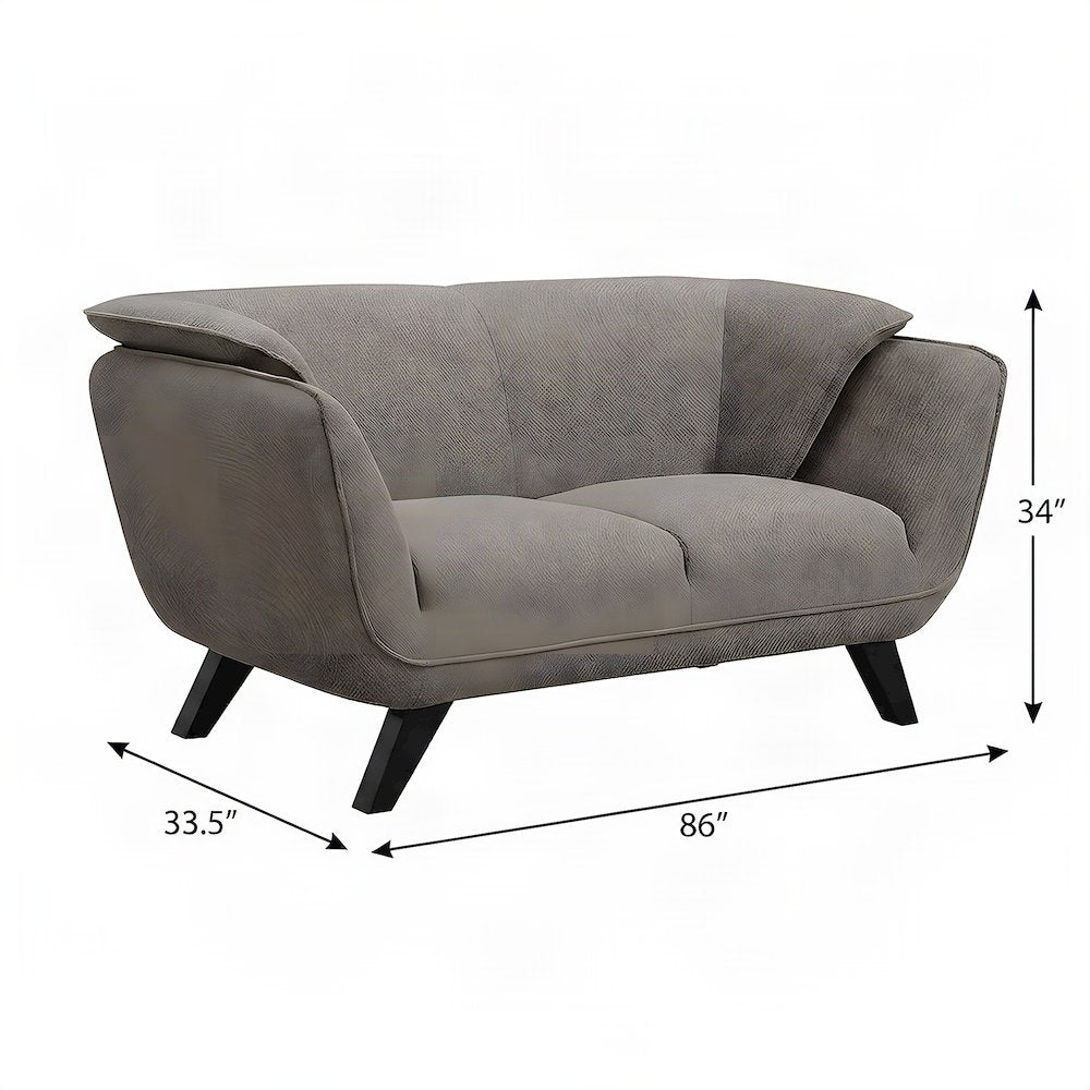 Linen-Upholstered Transitional Sofa Couch with Solid Wood Frame, Brown Linen