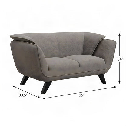 Linen-Upholstered Transitional Sofa Couch with Solid Wood Frame, Brown Linen