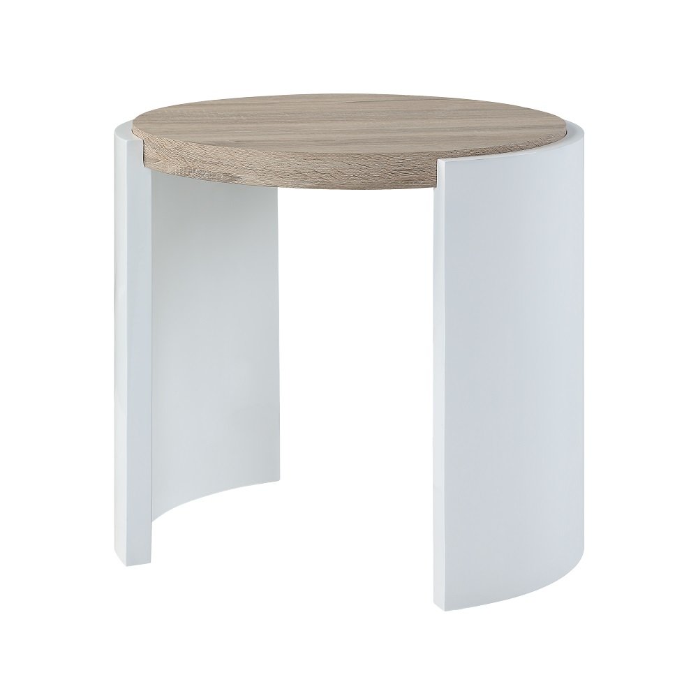 Zoma End Table White High Gloss & Oak