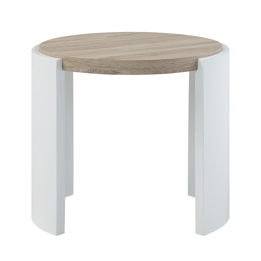 Zoma End Table White High Gloss & Oak