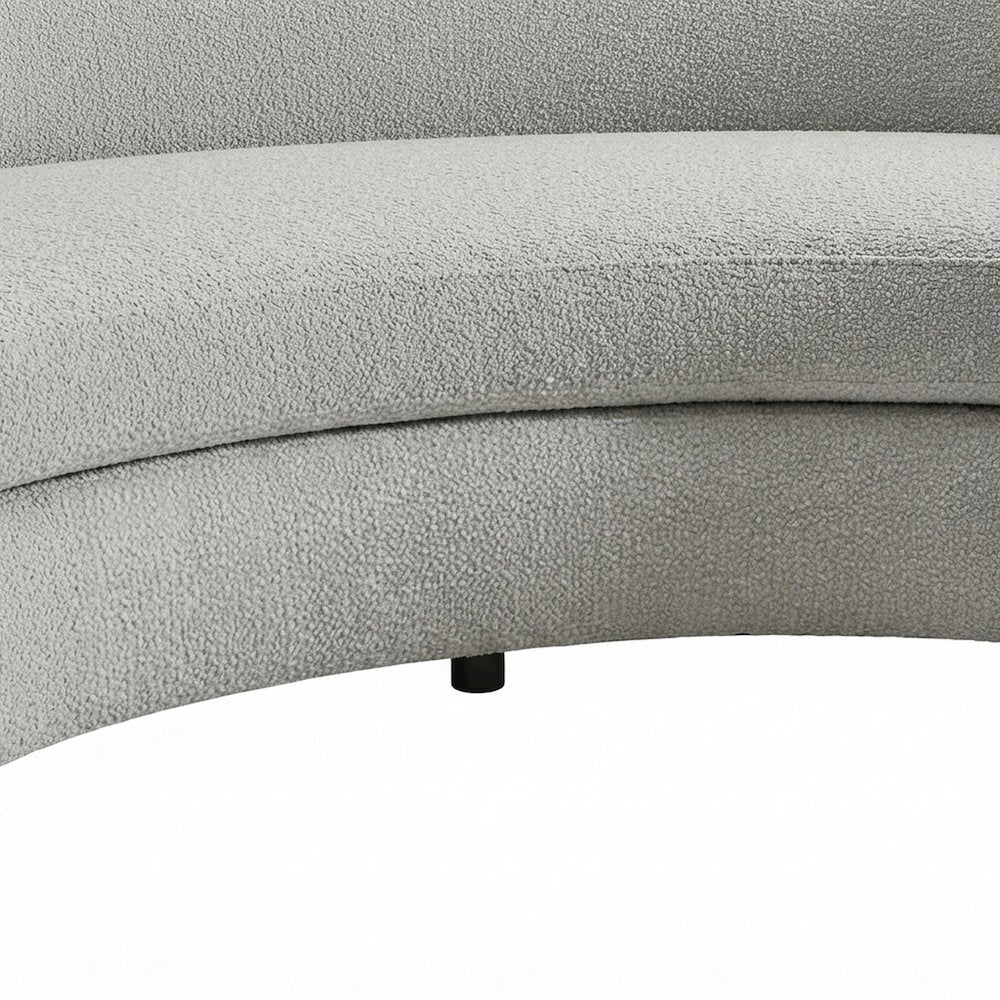 Boucle-Upholstered Curved Sofa and Modern Couch with 6 Pillows, Beige Boucle
