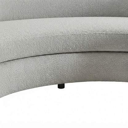 Boucle-Upholstered Curved Sofa and Modern Couch with 6 Pillows, Beige Boucle