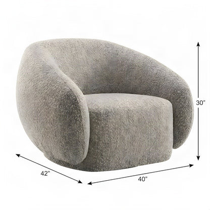 Boucle Upholstered Swivel Accent Chair, Comfy Reading Armchair, Brown Boucle