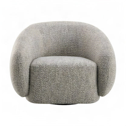 Boucle Upholstered Swivel Accent Chair, Comfy Reading Armchair, Brown Boucle