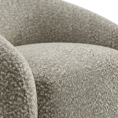 Boucle Upholstered Swivel Accent Chair, Comfy Reading Armchair, Brown Boucle