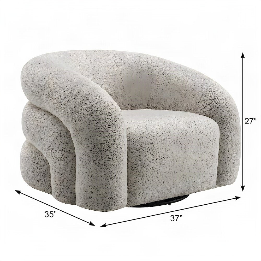 Boucle Upholstered Swivel Accent Armchair with Contemporary Style, Gray Boucle