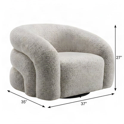 Boucle Upholstered Swivel Accent Armchair with Contemporary Style, Gray Boucle