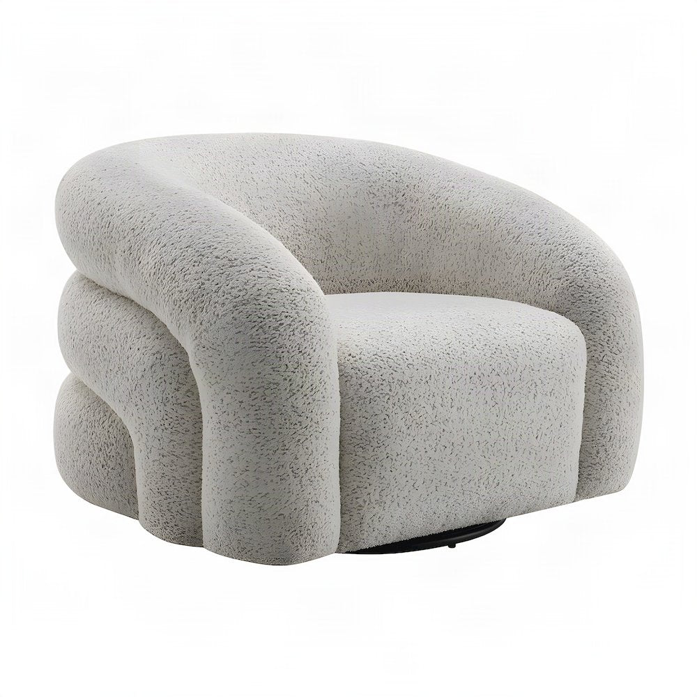 Boucle Upholstered Swivel Accent Armchair with Contemporary Style, Gray Boucle