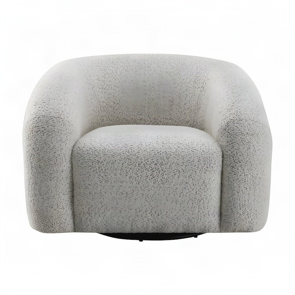 Boucle Upholstered Swivel Accent Armchair with Contemporary Style, Gray Boucle