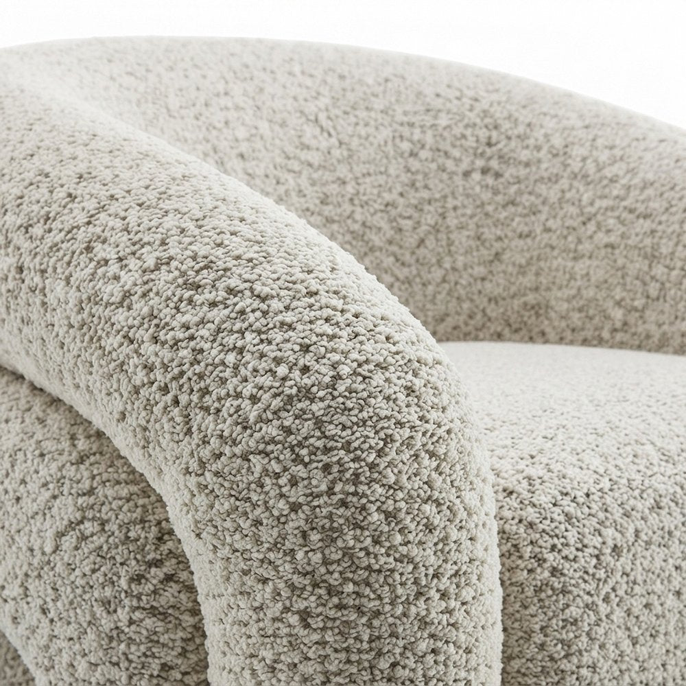 Boucle Upholstered Swivel Accent Armchair with Contemporary Style, Gray Boucle