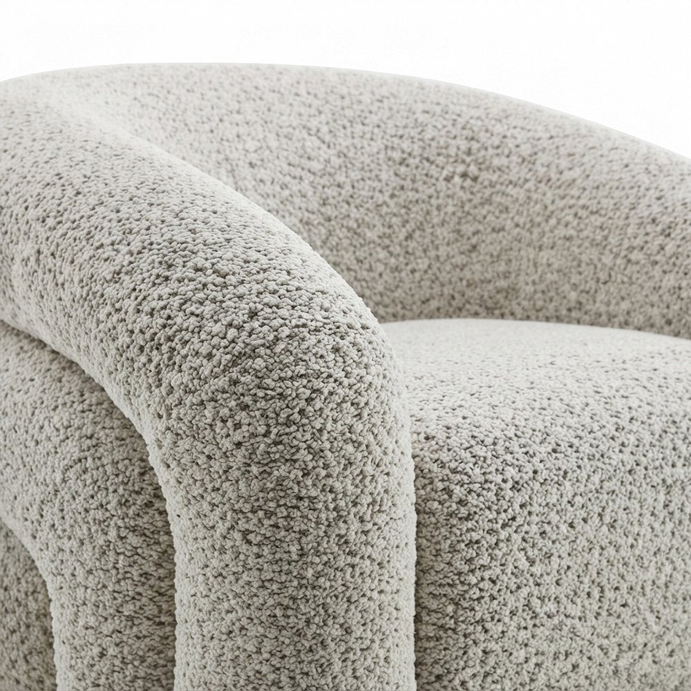 Boucle Upholstered Swivel Accent Armchair with Contemporary Style, Gray Boucle