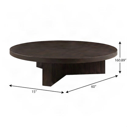 Wood Veneer Coffee Table with Contemporary Solid-Surface Top, Espresso
