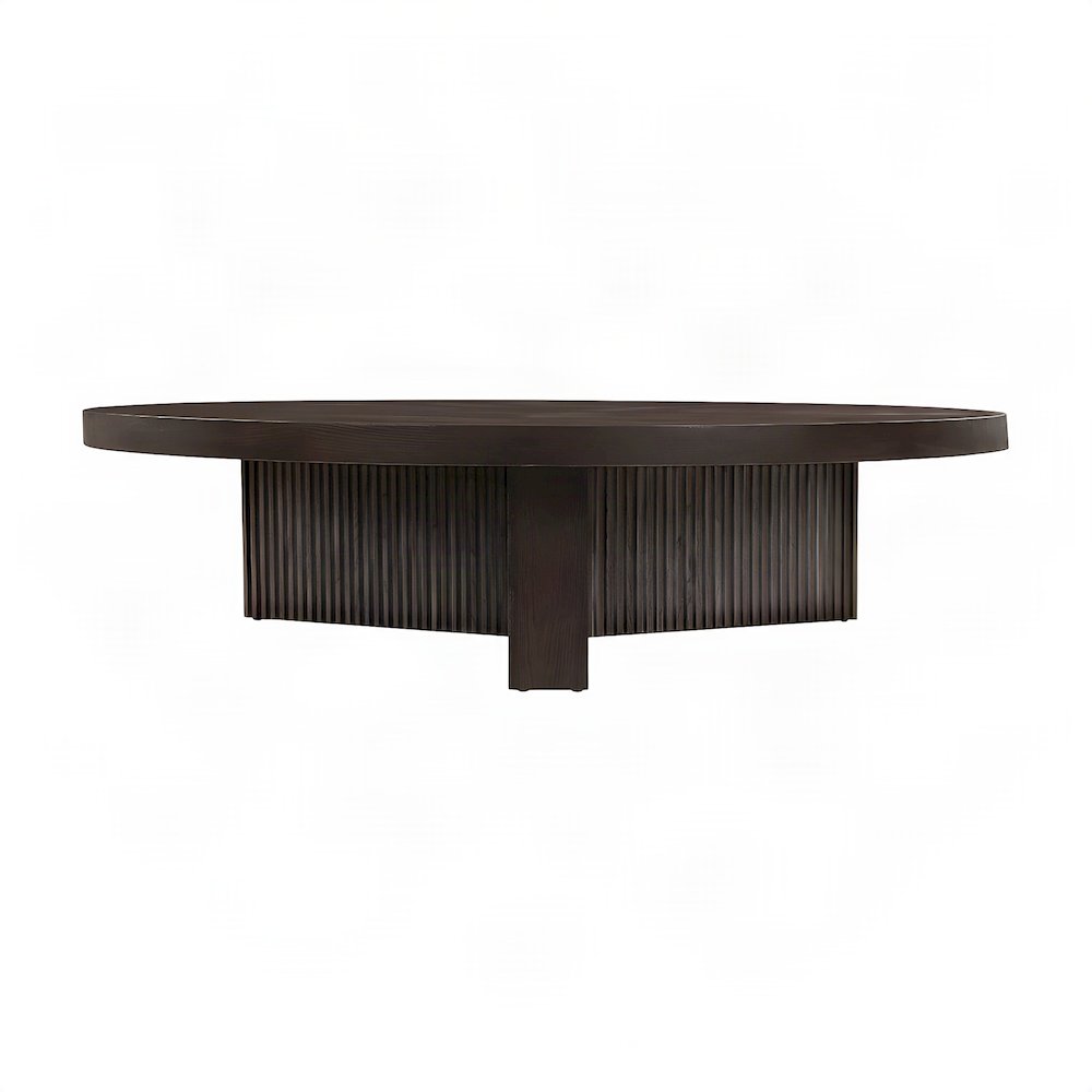 Wood Veneer Coffee Table with Contemporary Solid-Surface Top, Espresso