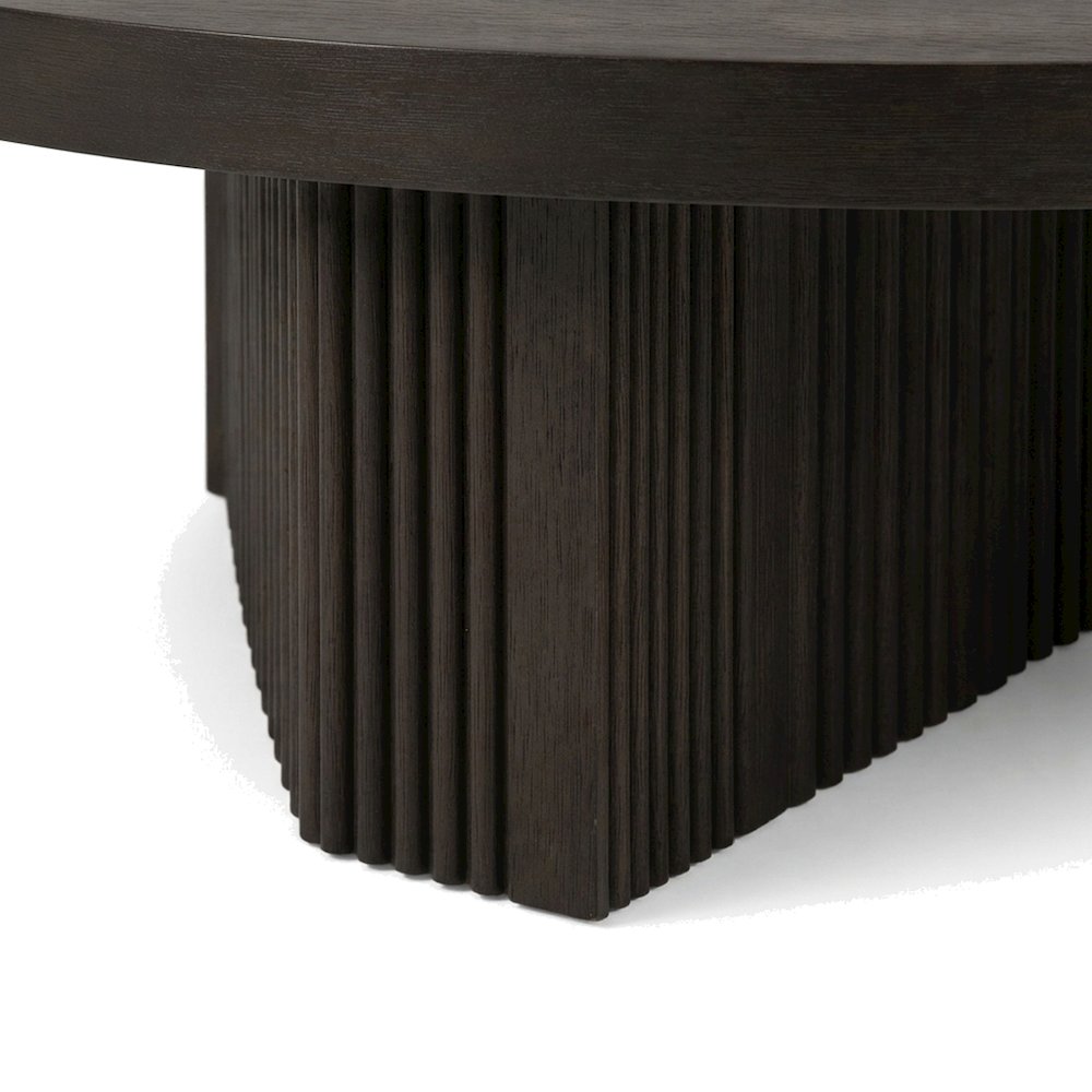 Wood Veneer Coffee Table with Contemporary Solid-Surface Top, Espresso
