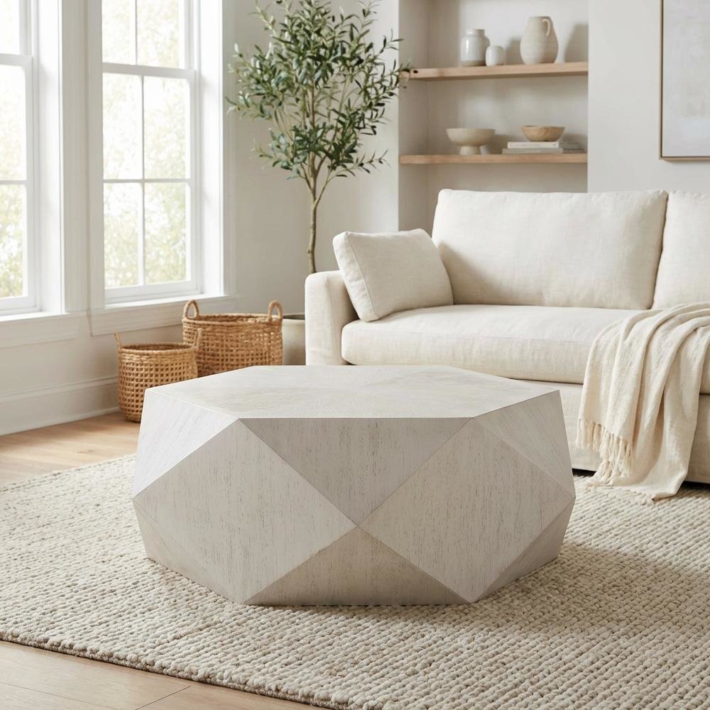 Grey Wood Coffee Table with Sturdy Frame and Durable Finish for Living Room
