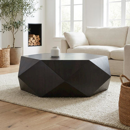 Black Coffee Table with Sturdy Construction and Sleek Finish, 1-Piece
