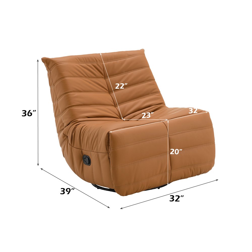 Talmon Glider Recliner w/Swivel Orange Synthetic Leather