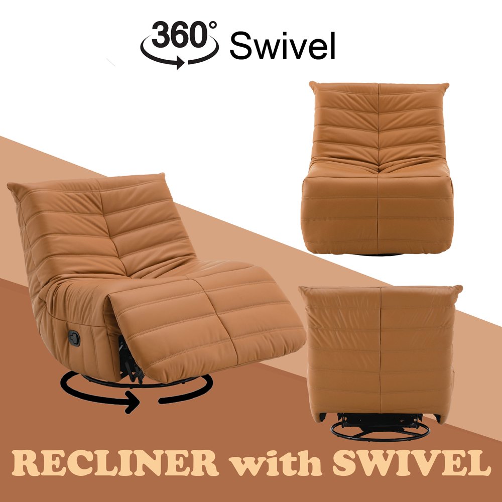 Talmon Glider Recliner w/Swivel Orange Synthetic Leather