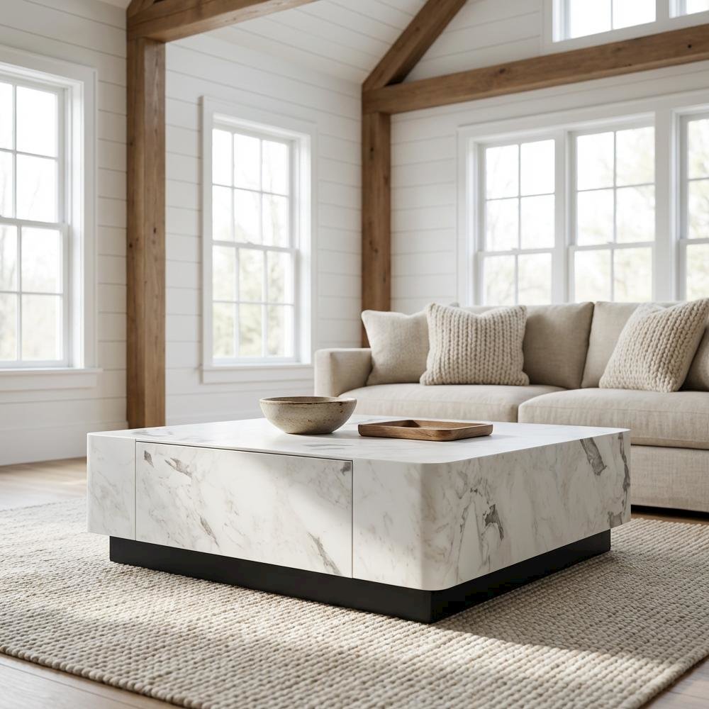 Engineered Stone Coffee Table with Durable Finish and Modern Design