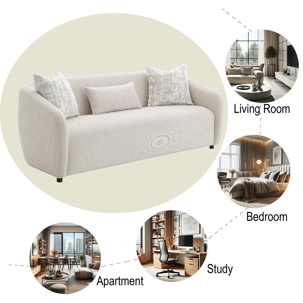 Etienne Sofa w/3 Pillows Beige Linen