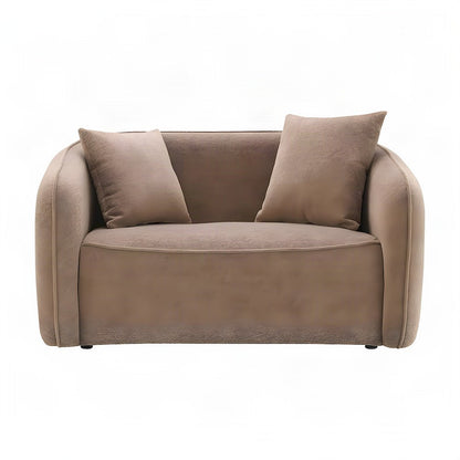 Upholstered Chenille Loveseat Sofa with Pillows, Small Love Seat, Brown Chenille