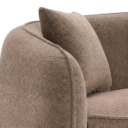 Upholstered Chenille Loveseat Sofa with Pillows, Small Love Seat, Brown Chenille